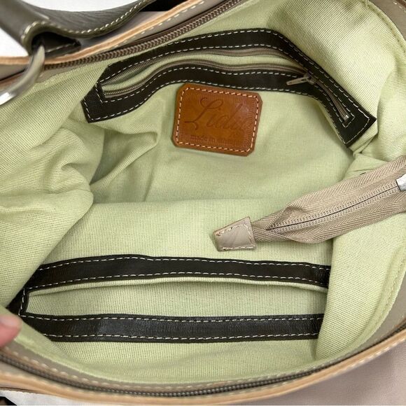 Lidu Striped Leather Tote Shoulder Bag Brown Tan Purse | Made in Ethiopia - Picture 8 of 11